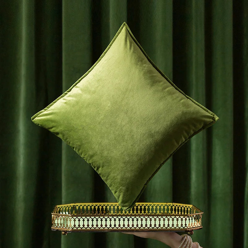 coussin velours carré vert foncé décoration intérieure élégante 30x50cm chambre salon farmhouse