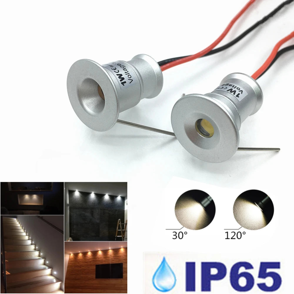 Spot LED argenté moderne 1W 12V 3V IP65 30° 120° câble 47cm