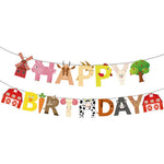 guirlande lettres happy birthday animaux motifs éolienne arbre grange fête enfant multicolore cartoon