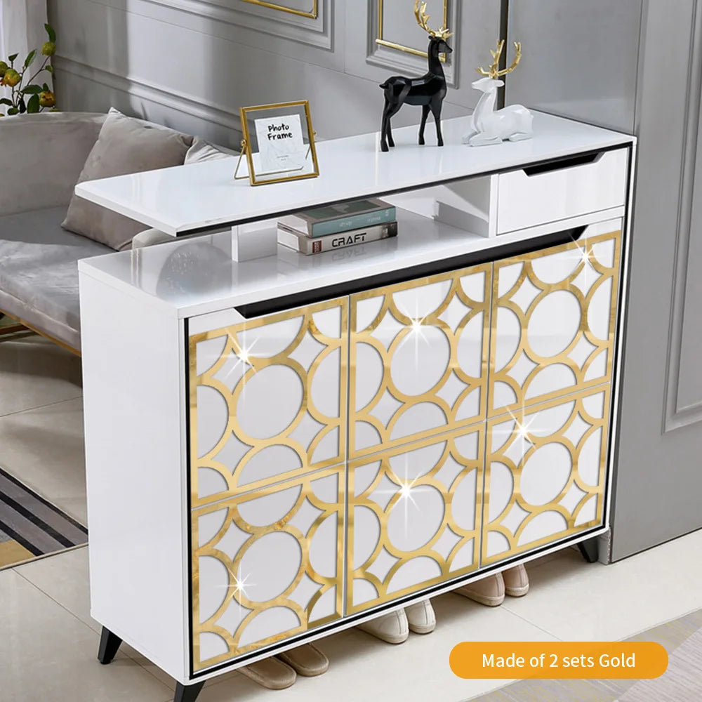 panneaux décoratifs miroirs or argent blanc géométriques modernes autocollants 15cm 20cm surfaces lisses auto