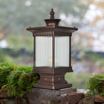 lampe jardin classique marron foncé transparente rayures verticales ip65 led e27 fixations aluminium