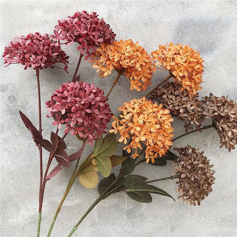 bouquet artificiel hortensia multicolore moderne decoration maison exterieur 60cm têtes