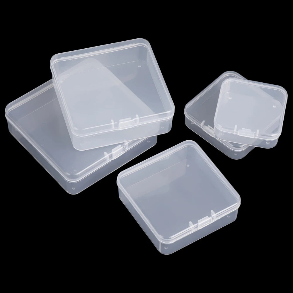 boîtes rangement plastique transparentes pratiques clips fermeture bijoux petites outils utilitaires modernes