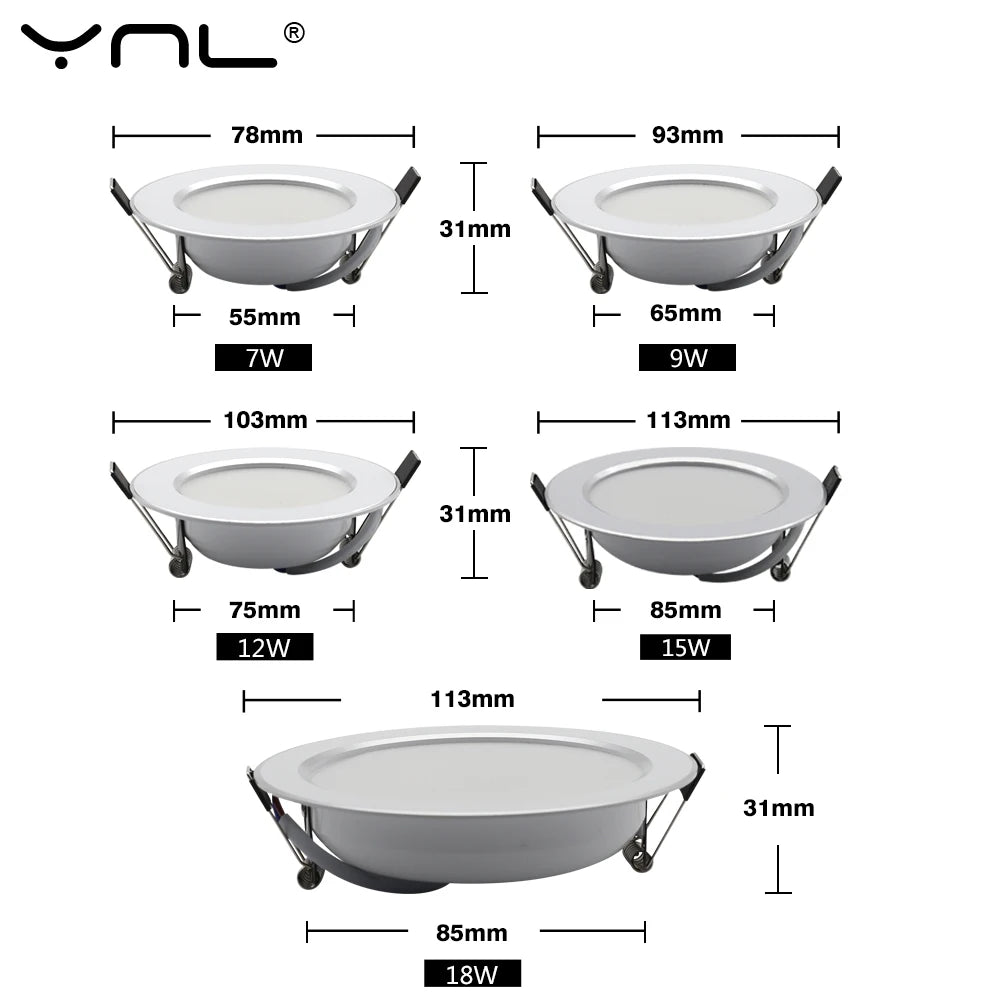 Spot LED blanc moderne 7W 9W 12W 15W 18W étanche clips fixation