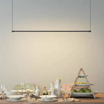 lampe suspendue moderne noire rectangulaire lisse sans ombre led 20w 1000mm