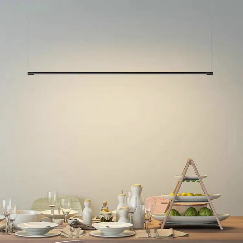 lampe suspendue moderne noire rectangulaire lisse sans ombre led 20w 1000mm