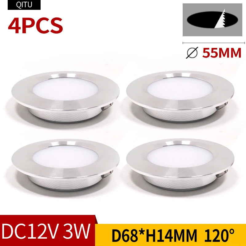 Spot LED ultra fin argenté moderne adhésif 55mm 12V 170mm câble