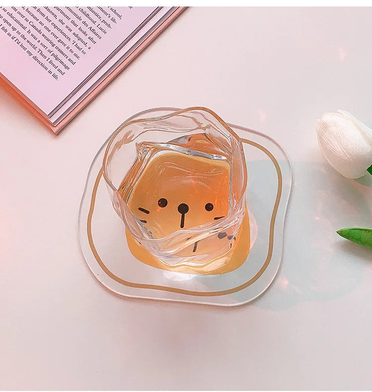 coasters cartoonaufs animaux souriants transparents orange blanc bleu respectueux environnement