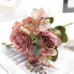 bouquet fleurs artificielles rose classique decoration maison mariageextérieur