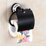 accessoires salle bain noir blanc motif floral classique porte serviettes papier toilette porte savon