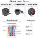 lampe projection 3d moto bleu jaune vert violet orange contour tactile usb télécommande enfants