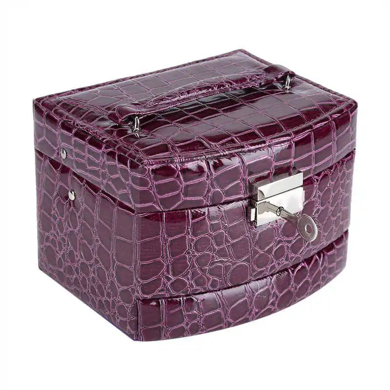 boîte bijoux cuir croco moderne noir rose rouge violet poignée respectueux environnement