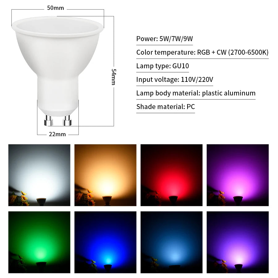 ampoule led gu10 wifi blanc moderne contrôle app alexa google