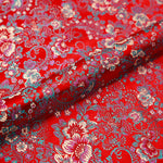 tissu brocart fleurs rouge rose jaune bleu polyester durable qualité jacquard teint decoration materiau