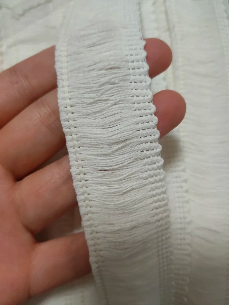 ruban franges coton blanc beige 5mètres franges opaques textile éco décoration