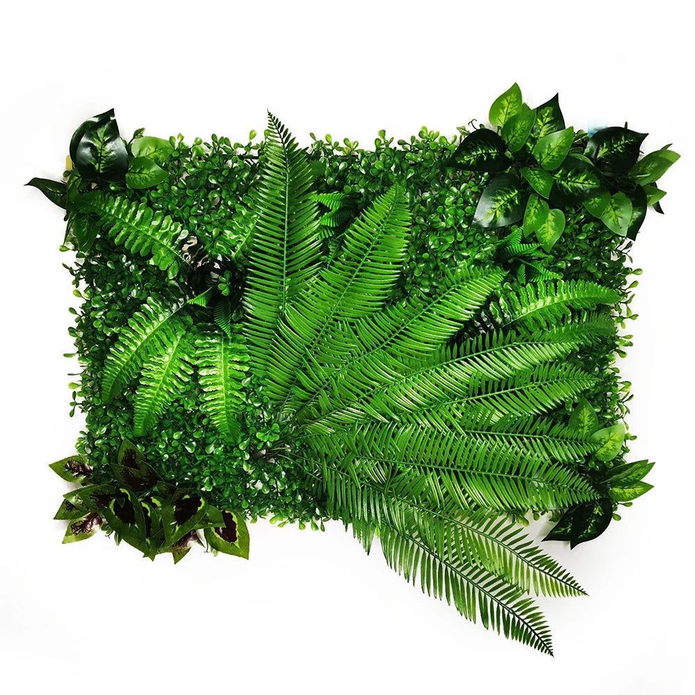 panneau végétal artificiel feuilles naturelles extérieur herbes variées stylisé accrochableextérieur vertbrunfoncé