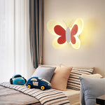 Luminaire papillon bleu et rose vue de face