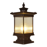 lampe jardin classique marron foncé transparente rayures verticales ip65 led e27 fixations aluminium