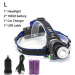 lampe frontale led rechargeable noir bleu vert rayures modernes pratique ceinture ajustable batteries chargeur