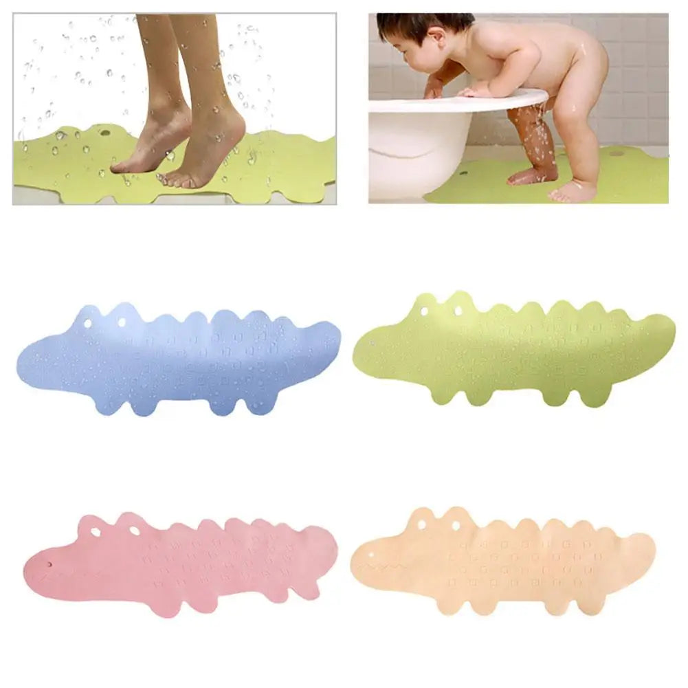 tapis bain enfant motif crocodile bleu vert rose non glissant salle bain