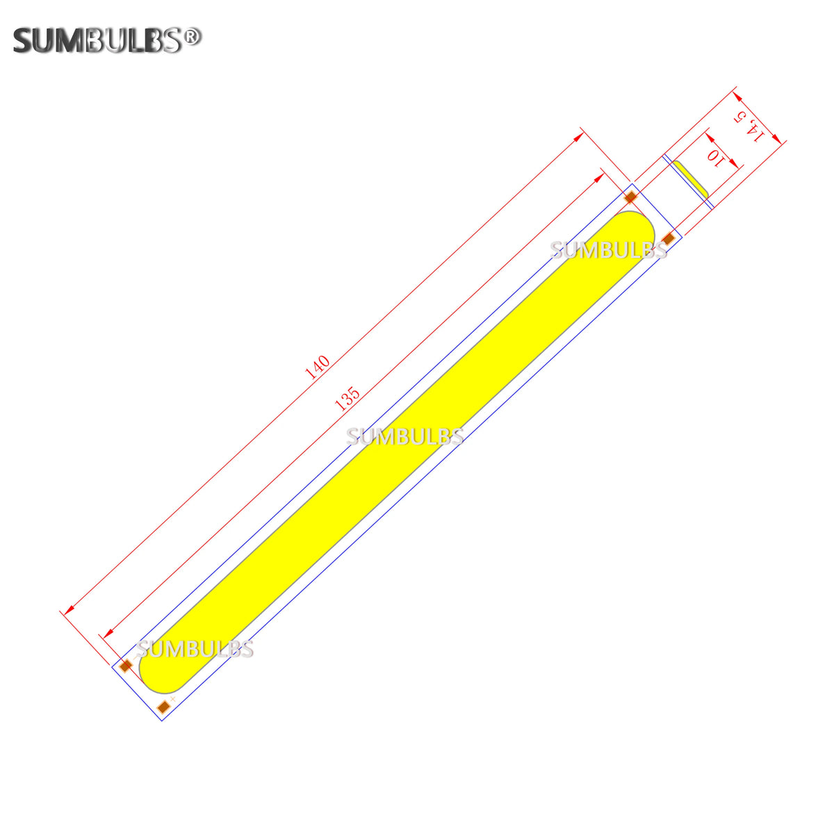 lampe led jaune blanche moderne adhésive 140x14.5mm 600 lumens 20000h
