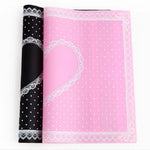 serviettes silicone points blancs noir rose bordure dentelle nail art classique coeurs pliableswasher resistant