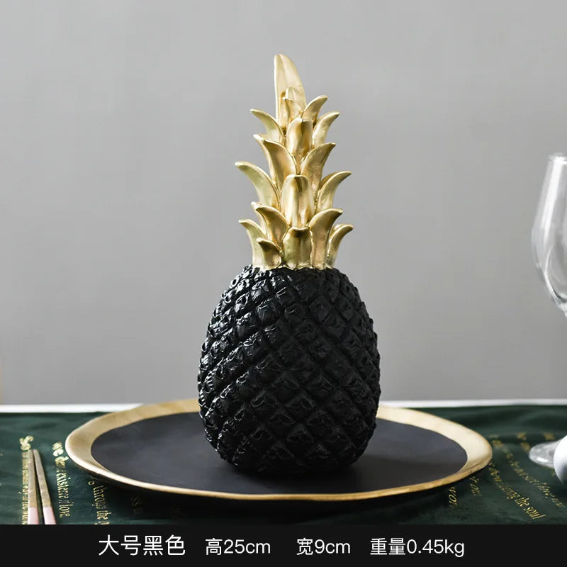 décoration moderne ananas résine noir blanc doré texture fruit chambre