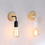 applique murale industrielle bois clair noir ampoule transparente minimaliste chambre cuisine