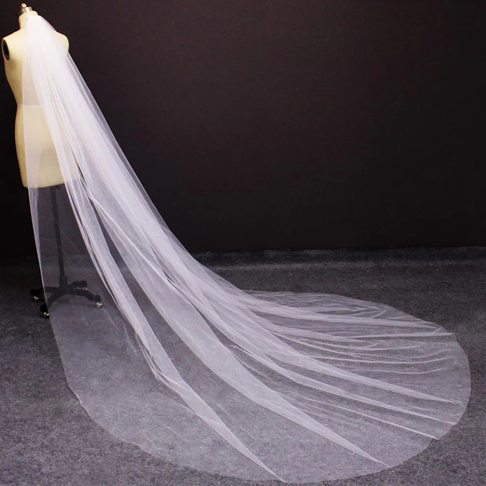 voile mariée blanc transparent classique 3m peigne simple monocouche finement tissé