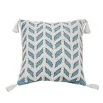 coussin decoratif bleu blanc motif geometrique moderne boho chic amovible lavable tassel adhésif coton