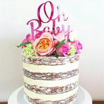 décoration gâteau Oh Baby acrylique transparent or rose moderne élégant anniversaire mariage noël transparente