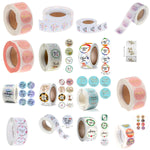 étiquettes autocollantes mariage blanc rose bleu vert orange jaune marron motifs floraux textes décoratifs