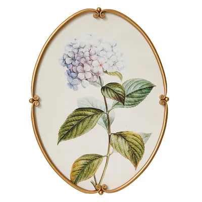 tableaux ovales vintage illustrés fleurs botaniques cadre doré élégantes décoration murale ancienne chambre salon