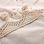 rideaux beiges broderies florales dentelle franges coton pastorales salon chambre semi transparents