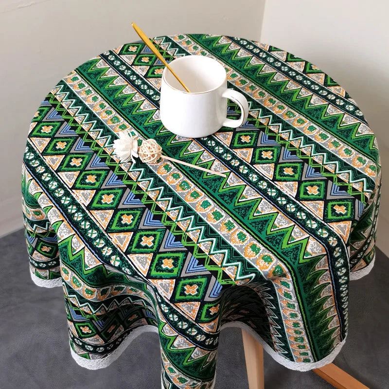 nappe table bohème floral dentelle 110cm 150cm 90cm coton polyester festive
