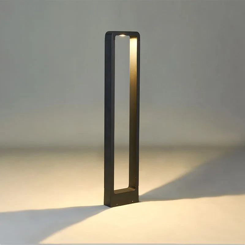 lampe sol moderne éclairage public led étanche ip65 noir base carrée câble électrique flux