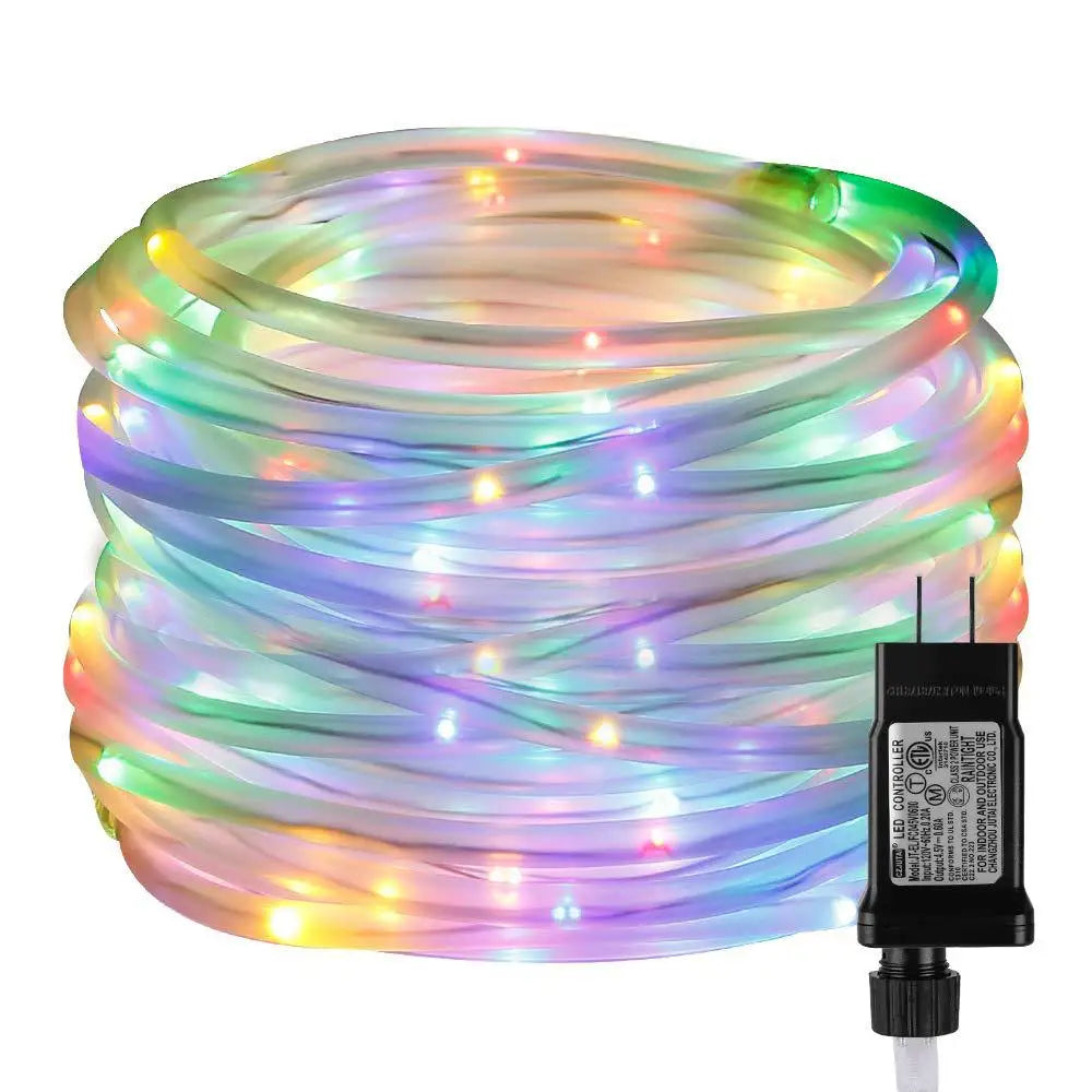 guirlande lumineuse led multicolore festive jardin noel decoration arbreextérieur blanc bleu