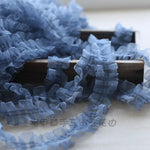 ruban plissé dentelle organza 4cm violet rose bleu rouge noir fuchsia décoratif écolo fournitures