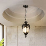 lampe suspendue classique noir doré texture métallique motif sculpté chambre salon étage hall