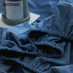 drap plat coton bleu uni moderne minimaliste légèrement texturé élastique qualité adultes