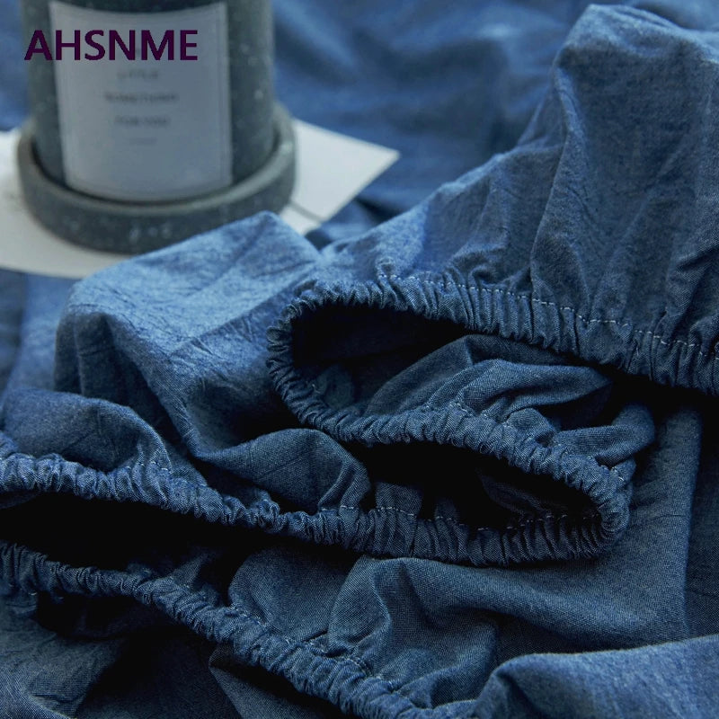 drap plat coton bleu uni moderne minimaliste légèrement texturé élastique qualité adultes