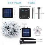 guirlande lumineuse solaire fleurs multicolores extérieures festives 50 led imperméables