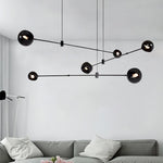 suspension lumineuse moderne sphères métalliques noir opalescent led 110v 220v semi encastrée tactile