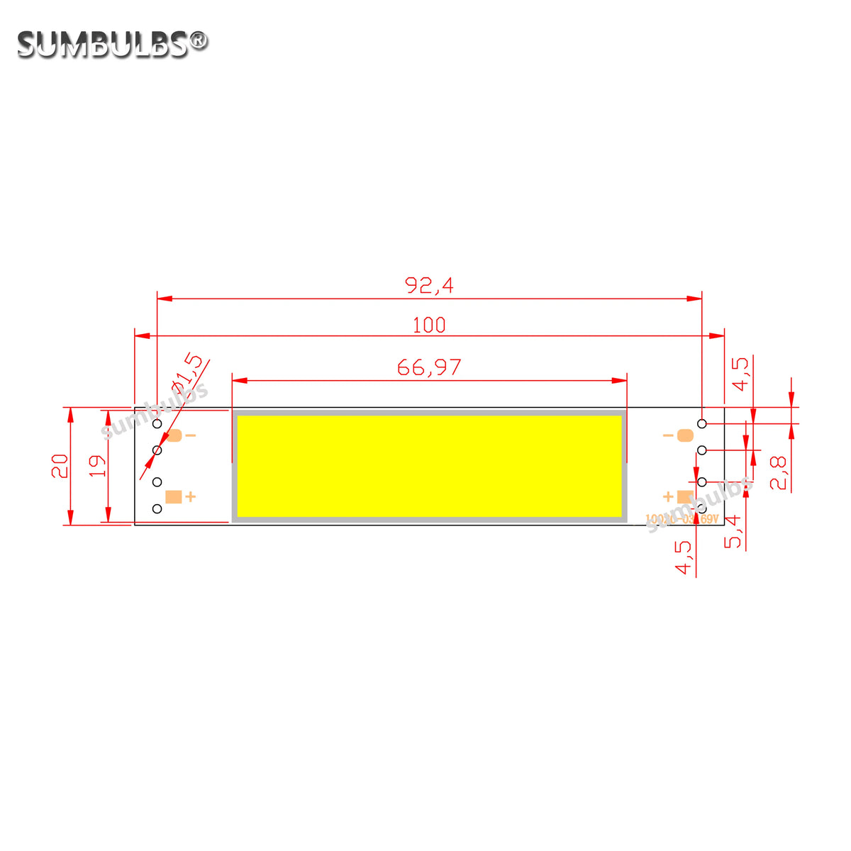 plaque led blanc jaune moderne 10cm 2cm haute luminosité 5w dc9v