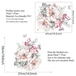 autocollant mural fleurs papillons romantique couleur rose blanc vert gris dimension 50cm 37cm résistant