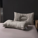 oreiller coton soja concave mémoire forme cou antiacariens grisclair uni moderne