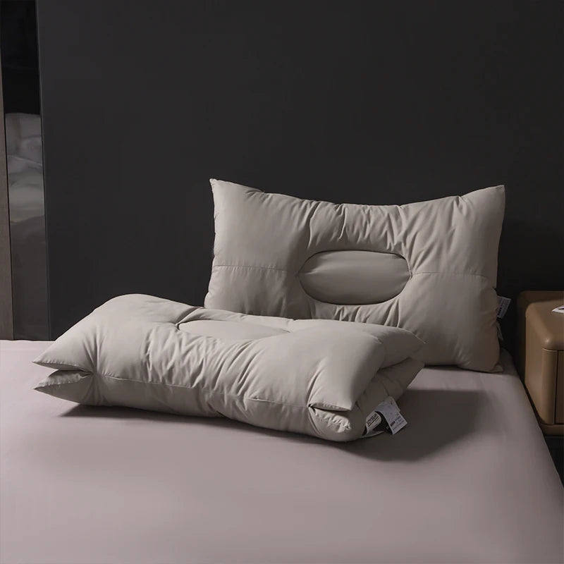 oreiller coton soja concave mémoire forme cou antiacariens grisclair uni moderne