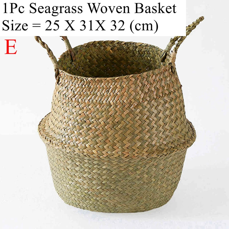 panier tissé osier pliable rangement stockage beige clair rustique naturel poignées corde