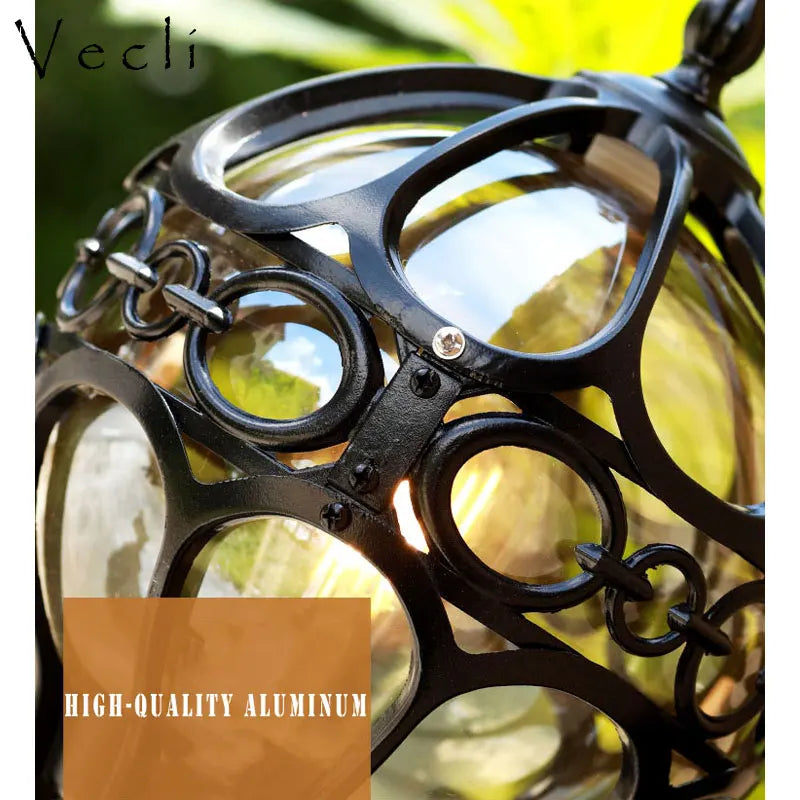 lampe murale extérieure noir ornements métalliques transparente classique ampoule support mural ip65 aluminium