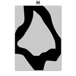 Forme abstraite en noir et blanc avec un grand espace négatif.